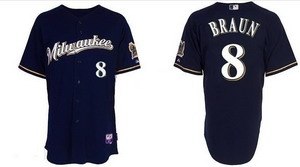milwaukee brewers 8 ryan braun baseball blue jersey