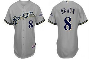 milwaukee brewers 8 ryan braun baseball grey jerseys