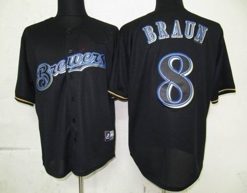 milwaukee brewers 8 ryan braun pitch black fashion jersey