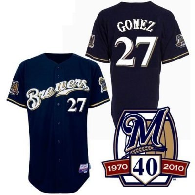 milwaukee brewers jerseys #27 carlos gomez blue jersey 40th