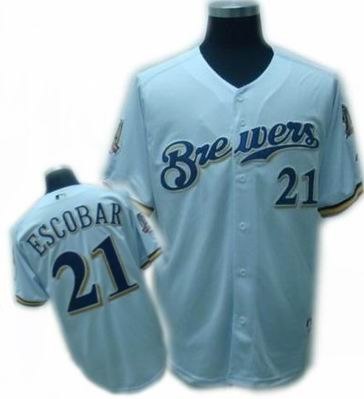 milwaukee brewers jerseys 21# escobar white 40th patch