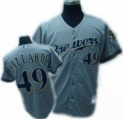 milwaukee brewers yovani gallardo jersey #49 baseball jersey gray
