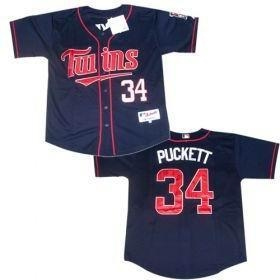minnesota twins #34 puckett navy blue jersey