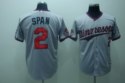minnesota twins 2 dennard span grey jerseys 50th patch