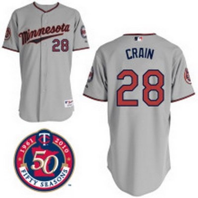 minnesota twins 28 crain grey jerseys