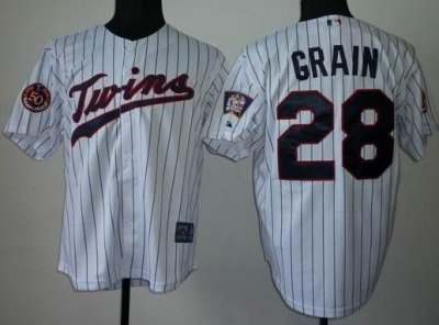 minnesota twins 28 grain white 50th jersey