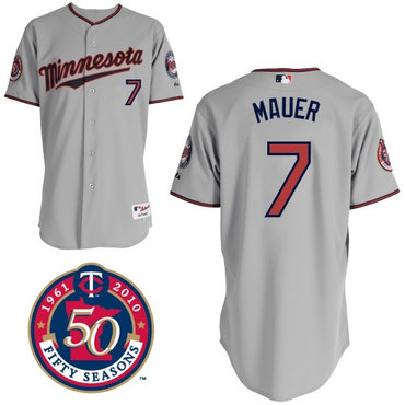 minnesota twins 7 joe mauer authentic 2010 gery jersey