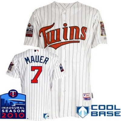 minnesota twins 7 joe mauer white w2010 inaugural season patch
