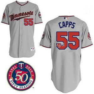 minnesota twins jerseys 55 matt capps grey jersey 50th