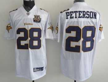 minnesota vikings 28 peterson full white new jerseys with 50th patch minnesota vikings 28 peterson full white new jerseys with 50th patch