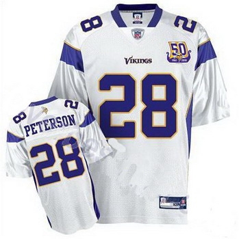 minnesota vikings adrian peterson 28 white jersey 50th anniversary patch-1 minnesota vikings adrian peterson 28 white jersey 50th anniversary patch-1