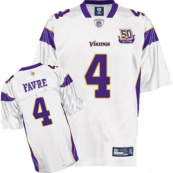 minnesota vikings brett favre 4 white jersey 50th anniversary patch minnesota vikings brett favre 4 white jersey 50th anniversary patch