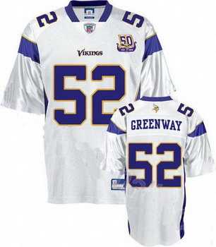 minnesota vikings chad greenway 52 white jersey 50th anniversary patch minnesota vikings chad greenway 52 white jersey 50th anniversary patch