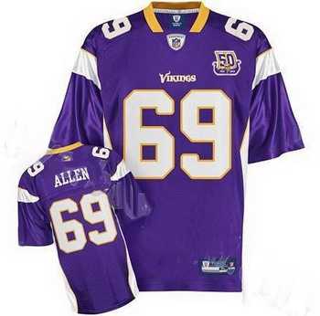 minnesota vikings jared allen 69 purple jersey 50th anniversary patch minnesota vikings jared allen 69 purple jersey 50th anniversary patch