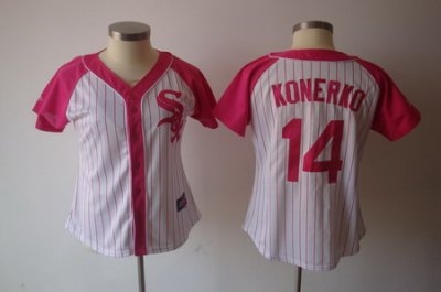 mlb 2012 women pink splash fashion white sox 14# konerko white jerseys (1) mlb 2012 women pink splash fashion white sox 14# konerko white jerseys (1)