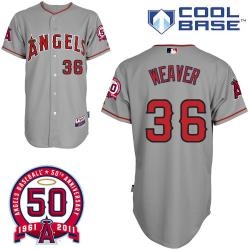 mlb angels 36# weaver grey cool base jerseys
