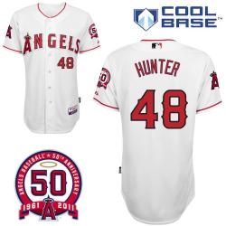 mlb angels 48# hunter white cool base jerseys