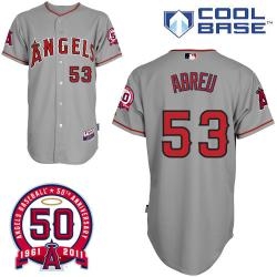 mlb angels 53# abreu grey cool base jerseys
