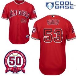 mlb angels 53# abreu red cool base jerseys