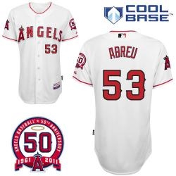 mlb angels 53# abreu white cool base jerseys