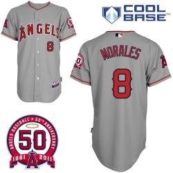 mlb angels 8# morales grey cool base jerseys