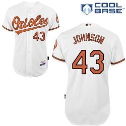 mlb baltimore orioles 43# johnson white cool base jersey
