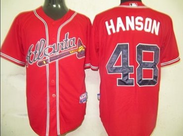 mlb jerseys atlanta braves #48 hanson red
