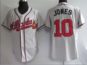 mlb jerseys atlanta braves 10# jones grey