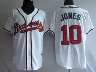 mlb jerseys atlanta braves 10# jones white
