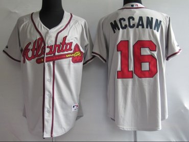 mlb jerseys atlanta braves 16# mccann grey