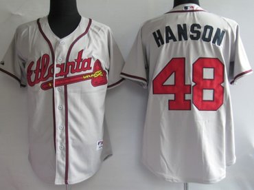 mlb jerseys atlanta braves 48# hanson grey