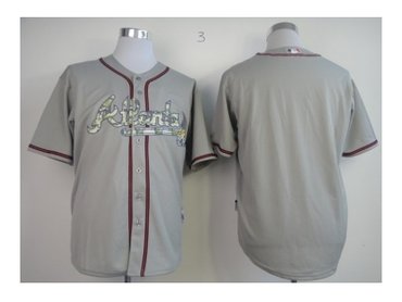 mlb jerseys atlanta braves blank grey(number camo)