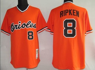 mlb jerseys baltimore orioles 8# ripken orange m&n