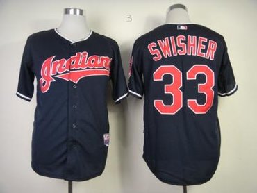 mlb jerseys cleveland indians #33 swisher blue(2013 new)