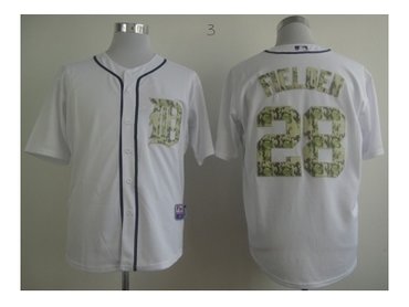 mlb jerseys detroit tigers #28 fielder white(number camo)
