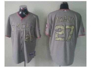 mlb jerseys los angeles angels #27 trout grey(number camo)