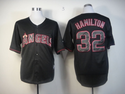 mlb jerseys los angeles angels #32 hamilton black(fashion)
