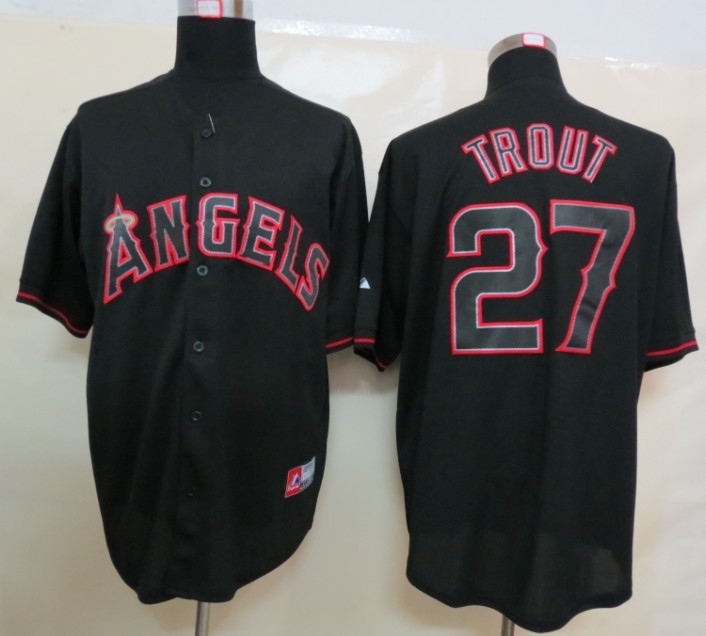 mlb jerseys los angeles angels 27 Mike Trout black(fashion)