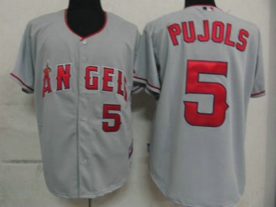 mlb jerseys los angeles angels 5 pujols grey