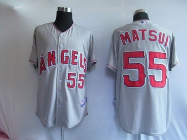 mlb jerseys los angeles angels 55# matsui grey