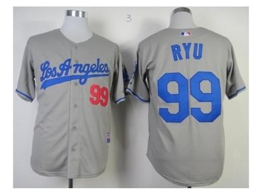 mlb jerseys los angeles dodgers #99 ryu grey(ryu)