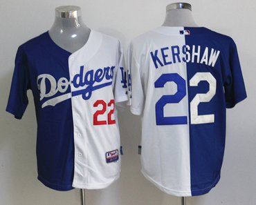 mlb jerseys los angeles dodgers 22 Clayton Kershaw blue-white(split)
