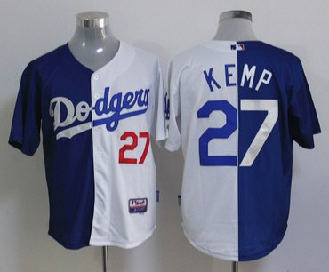 mlb jerseys los angeles dodgers 27 Matt Kemp blue-white(split)