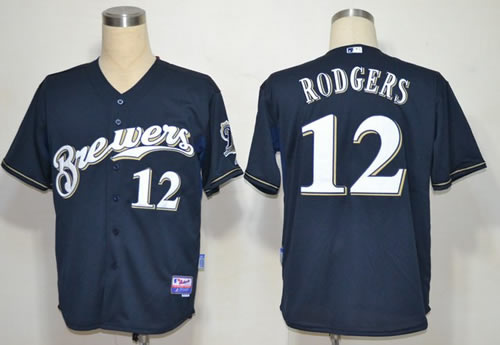 mlb jerseys milwaukee brewers #12 rodgers dark blue cool base