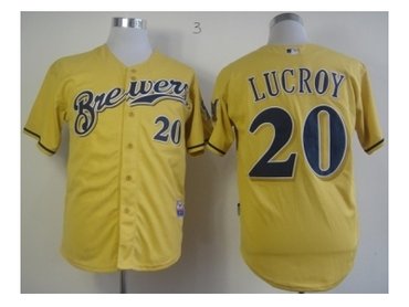 mlb jerseys milwaukee brewers #20 lucroy yellow(2013 new)
