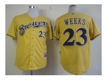 mlb jerseys milwaukee brewers #23 weeks yellow(2013 new)