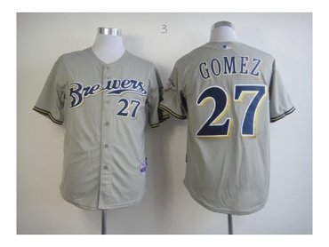 mlb jerseys milwaukee brewers #27 gomez grey(m&n)