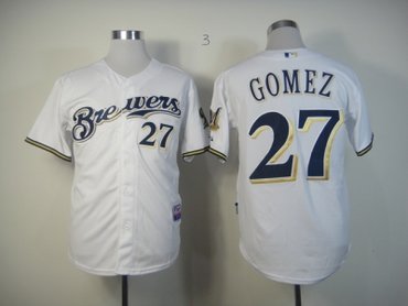 mlb jerseys milwaukee brewers #27 gomez white
