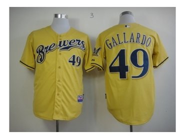 mlb jerseys milwaukee brewers #49 gallardo yellow(2013 new)