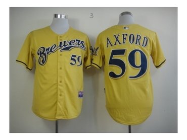 mlb jerseys milwaukee brewers #59 axford yellow(2013 new)